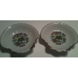  Set of 2 Cleveland, Ohio Zoo Ashtrays in a Porcelain White 