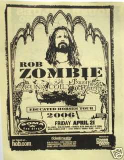 ROB ZOMBIE / LACUNA COIL 2006 SAN DIEGO EDUCATED HORSES TOUR CONCERT 