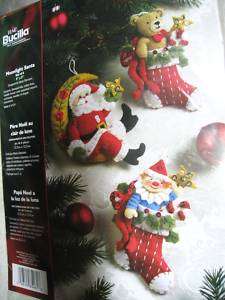 Bucilla Felt Ornament Kit,MOONLIGHT SANTA,Christmas, 6  