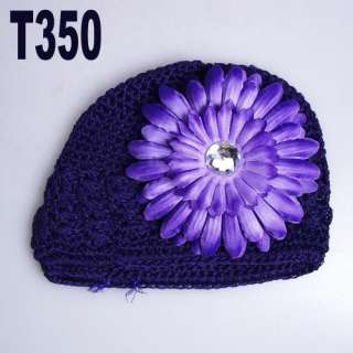 Baby boy girls crochet beanie headband hat caps + baby peony flower 