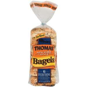 Thomas Bagels Everything Pre Sliced 6 Ct 22 oz  Grocery 