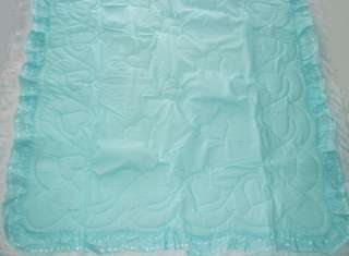 NEW AQUA BLUE TWIN 86RUFFLED BED COMFORTER QUILTED EMBROIDERED SOLID 