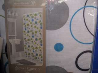 HOME TRENDS FABRIC SHOWER CURTAIN GALAXY GREEN BLUE  