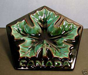 Blue Mountain Pottery Green Canada Maple Leaf Dish  