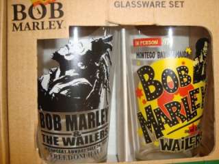 BOB MARLEY GLASS SET POSTER REPLICAS POSTER REPLICAS BOXED NEW COOL 