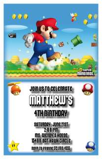 Setof10 Super Mario Bros. Personalized Invitations B  