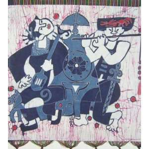  Batik Folk Art Painting 27x28 Miao Hmong Artist #434B 