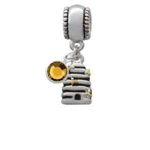  Small Beehive with 4 Bees European Charm Bead Hanger with 