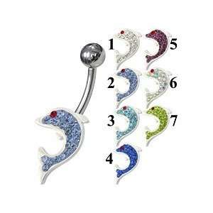    Dolphin Shaped Jewelled Non Moving Belly Ring Body Jewelry Jewelry
