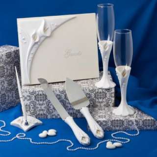 Calla Lily Wedding Accessory Set Book Flutes Pen Knife  