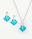    14k White Gold Blue Topaz Pendant and Earring customer 