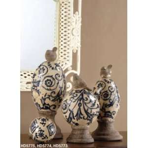  Finial with Bird Figurine Stoneware 12in