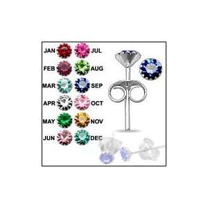  3MM Flower Set Month Birthstone Earring Body Piercing 