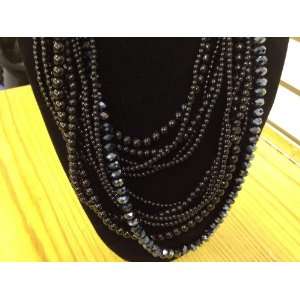  Black pearl necklace with navy blue crystal Everything 