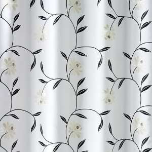   Sheree Black & White Embroidered Fabric Shower Curtain