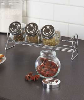   Spice / Office Supply Storage Organization Canisters Rack Set SILVER