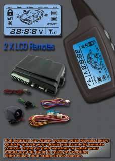 Two way car alarm 2LCD ALARM REMOTE Entry SECURITY SYSTEM Kit  