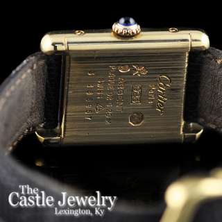 Cartier Argent Vermeil Watch With White Face Roman Numerals Brown 