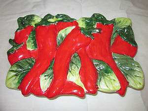 NEW CERAMIC 3D KITCHEN UTENSIL SPOON REST CHILI PEPPERS HOLDER STOVE 