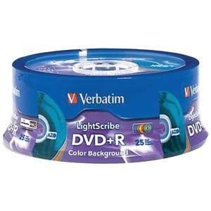  Verbatim LightScribe 16X DVD+R Media 25 Pack in Cake Box 