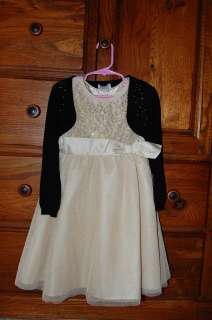 The Childrens Place Gold Sequin Easter Party Dress and shrug 4T xs 
