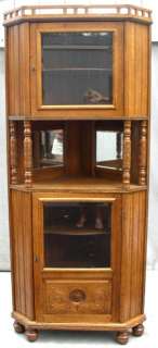 Oak China Cabinet with Open Center, Spindle Gallery  