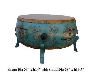 Chinese Blue Lotus Drum Shape Stand Coffee Table ss571  