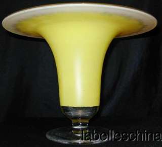 Large Cased Glass Art Deco HP Yellow / White Bowl  