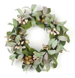 This pair of artificial winter laurel leaf wreaths make a beautiful 