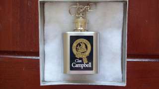 Clan Campbell Hip Flask 1oz S/S Key Ring Clan Crest Great Stocking 