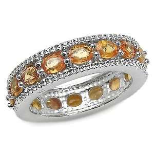  4.25 Carat Genuine Orange Sapphire Silver Ring Jewelry