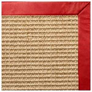    Khaki Sisal Rug with Red Leather Binding   3x5