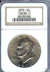 1973 P EISENHOWER S$1 NGC MS 64 NICE COIN  