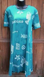 Jostar cotton batik fish print T shirt dress S 3X  