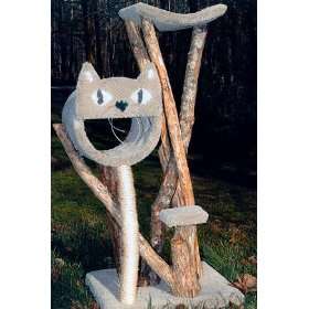  3 Level Rustic Cat Tree with Cat Face  Color BLUE  Leg 