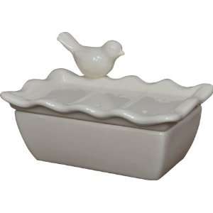  Ivory Ceramic Soap Dish w/ Bird