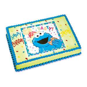 Edible COOKIE MONSTER birthday cake party topper Sesame  