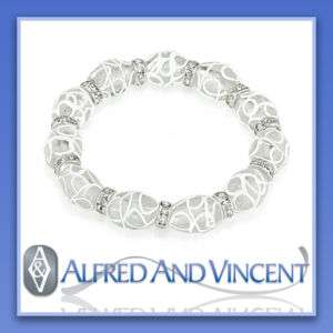   Murano Glass Bead CZ Crystal Beaded Stretch Bracelet   Costume Jewelry