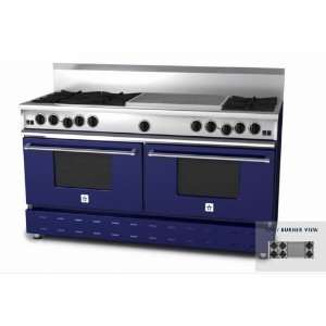   Natural Gas Range With 24 Inch Charbroiler   Cobalt Blue Appliances