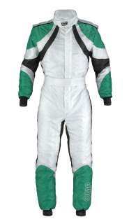 KK01713 OMP SLASH KART SUIT CIK FIA SIZE 48 WHITE/BLACK/GREEN SALE 