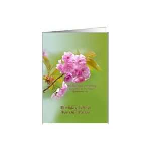  Birthday, Pastor, Cherry Blossom Flowers, Religious Card 