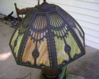Antique Fabulous Art & Craft Slag Glass Table Lamp Unsigned Miller 