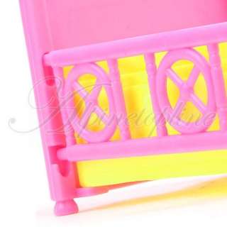 Baby Doll Crib Bed for Barbies Sister Kelly Yellow/Pink  