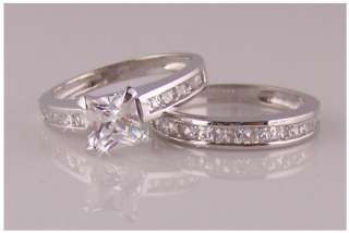 3Ct. Cubic Zirconia Sterling Silver Princess Wedding Se  