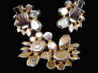 Vintage Alice Caviness Rhinestone Pin & Earrings  