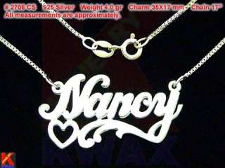 2708 Personalized Silver NANCY Name Necklace Charm  