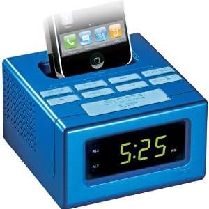  NEW Blue Dual Alarm Clock FM Radio With iPod/iPhone Dock 