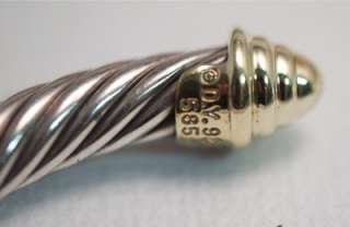 DAVID YURMAN STERLING SILVER AND 14K GOLD CLASSIC CABLE BRACELET 