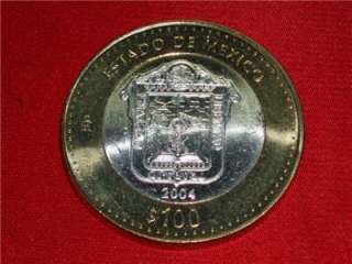 2004 Estado De Mexico $100 Pesos Bi Metal .925 Silver Core Federation 