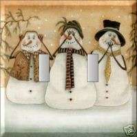 CHRISTMAS SNOWMAN DEAF DUMB BLIND DOUBLE SWITCH PLATE  
